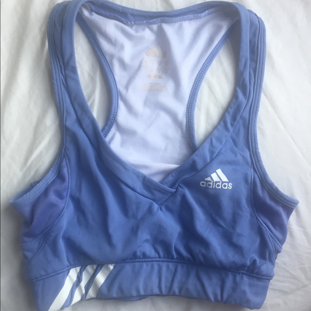 Adidas periwinkle v neck sports bra